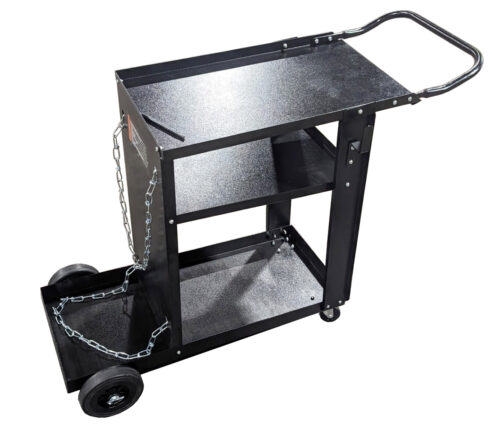3 Tier Cart, 200lb Capacity, 21x15" Top Shelf, Max 10.5" Diameter Cylinder, 8" Tire.