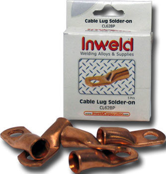 Inweld Small Solder on Lugs - CL62 Model - BOXED Package 5/per BP
  • #6-#1 Cable Size
  • 150 Amps
  • 17/32" Stud Hole
  • 1/2" Solder Socket I.D.