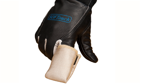 18oz. Silica Finger Guard, Hook & Loop Closure, Tan and Pearl color