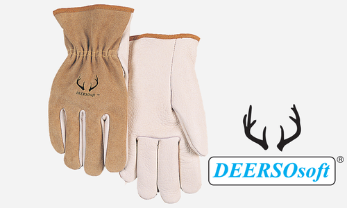 X-Large, Deerskin Palm, Cowhide Back , DEERSO Soft , Premium Driver Gloves , Pearl with Tan Color