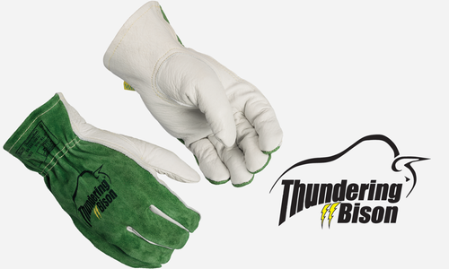 X-Large , Bison Palm, Cowhide Back , Thundering Bison, Premium Driver Gloves , Pearl with Green Color