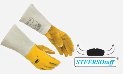 STEERSOtuff Welding Glove, XL, Cowhide, Reverse Grain Unlined Palm, Golden