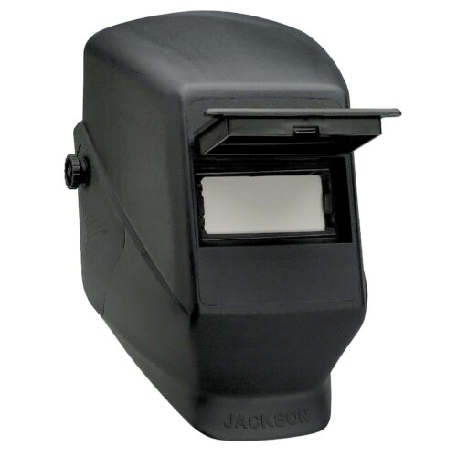 Jackson Passive Welding Helmet 2" x 4.25" Flip Front Viewing Area with 187 Blades Hard Hat Adapter - Shade 10 - Black - (4 Qty Pack)