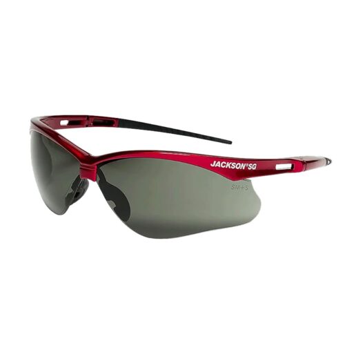 JACKSON SG SAFETY GLASSES - SMOKE LENS - RED FRAME - HARDCOAT ANTI-SCRATCH - OUTDOOR (12 Qty pack)