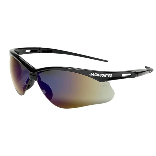 JACKSON SG SAFETY GLASSES - BLUE MIRROR LENS - BLACK FRAME - HARDCOAT ANTI-SCRATCH - OUTDOOR (12 Qty pack)