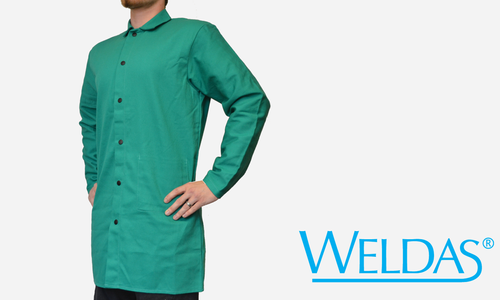 XXXX-Large, 36" Jacket, Whipcord Cotton, 12oz Green Flame Retardant Clothing, Green Color
