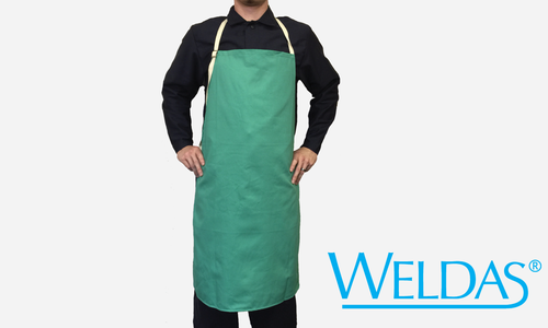 36" x 24", 36" Bib Apron, Cotton, FR treated, 9oz Green Flame Retardant Clothing, Green Color
