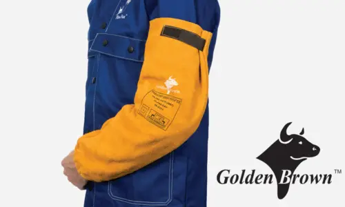 21" Length,21" Leather Sleeve w/ hook & loop, Golden Brown™, Quality Leather Clothing, Golden Brown Color
