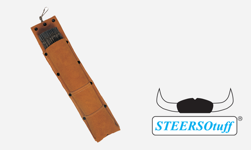 Rod Pouch, Clip-on, 5lb capacity, STEERSOtuff®, Premium Leather Clothing, Lava Brown