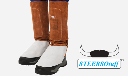 STEERSOtuff 14" Leg Pat, Side Split Leather, LAVA Brown, Premium Leather Clothing