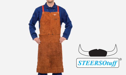 36" x 24", 36" Bib Apron, Side Split Leather , STEERSOtuff®, Premium Leather Clothing, Lava Brown