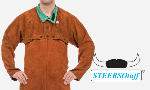 XX-Large, Cape Sleeve, Side Split Leather , STEERSOtuff®, Premium Leather Clothing, Lava Brown Color