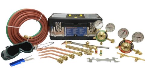 Welding & Cutting Kit-V style heavy duty CGA 540/510
Regulator: V450-OX & V450-AC CGA 510
Torch Handle: V315
Cutting attachment: V2460
Cutting tip: 1-1-101
Welding Nozzles: 1-W,2-W,3-W
Heating Head: 8-MFA
Check valves, goggles, tip cleaner, spark lighter
15 ft. 1/4" hose w/ fittings
Stainless Steel toolbox packaging