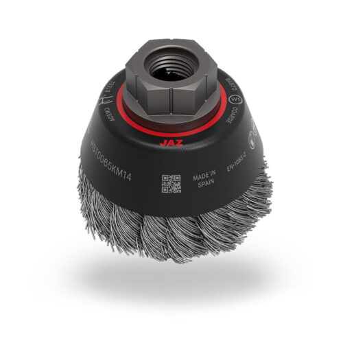 2-3/4" Twist Knot Wire Cup Brush, .014" 302 Stainless Steel, 5/8"-11 & M14 x 2.0 Thread, Clamshell Package