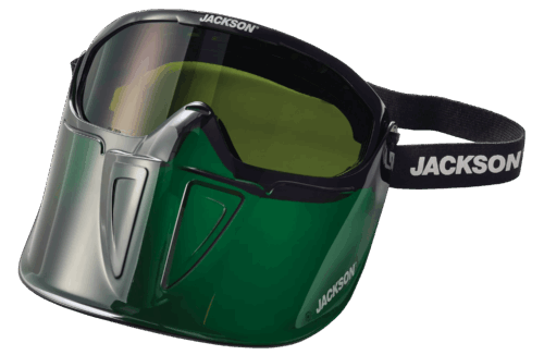 GPL500 Premium Goggle with Flip-Up Detachable Face Shield - Green Body - Shade 3 IR Lens - Anti-Fog (pack of 6)