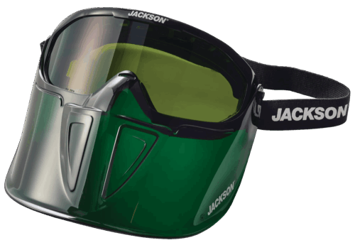 GPL500 Premium Goggle with Flip-Up Detachable Face Shield - Green Body - Shade 5 IR Lens - Anti-Fog (pack of 6)