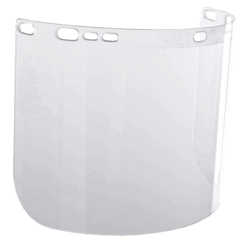 Replacement Windows for F20 Polycarbonate Face Shields - Clear - 8"x 15.5"x .040" - F Shaped - Unbound - (12 per box)