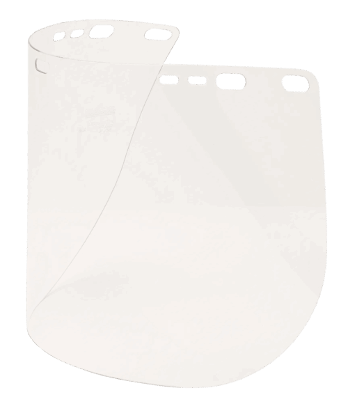 F20 Polycarbonate Face Shields - Clear - 8" x 15.5" x.060" - E Shaped - Unbound