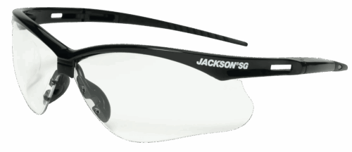 JACKSON SG SAFETY GLASSES - CLEAR LENS - BLACK FRAME - HARDCOAT ANTI-SCRATCH - INDOOR (12 Qty pack) Sold by the dozen