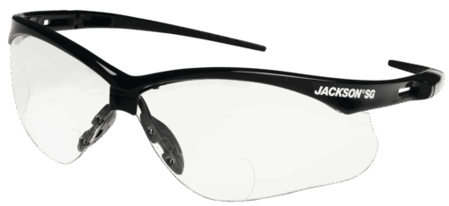 JACKSON SG SAFETY GLASSES - CLEAR 2.0 READERS LENS - BLACK FRAME - HARDCOAT ANTI-SCRATCH - INDOOR (12 Qty pack)