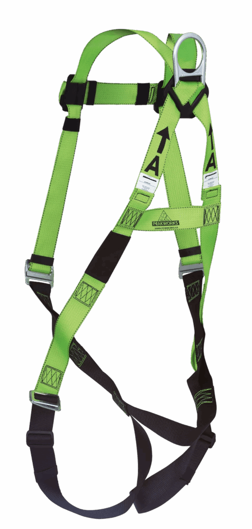 PeakWorks Contractor Harness - 1D - Weight Capacity 400 Lbs - Class A - Pass-Thru Buckles