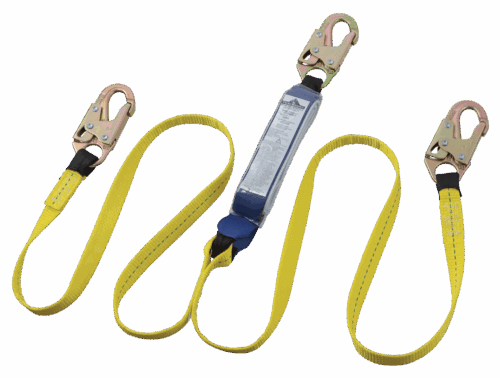 PeakWorks Shock Absorbing Lanyards - Tear Pack 1” Webbing - Double Leg - Weight Capacity 130 to 310 Lbs - 6'